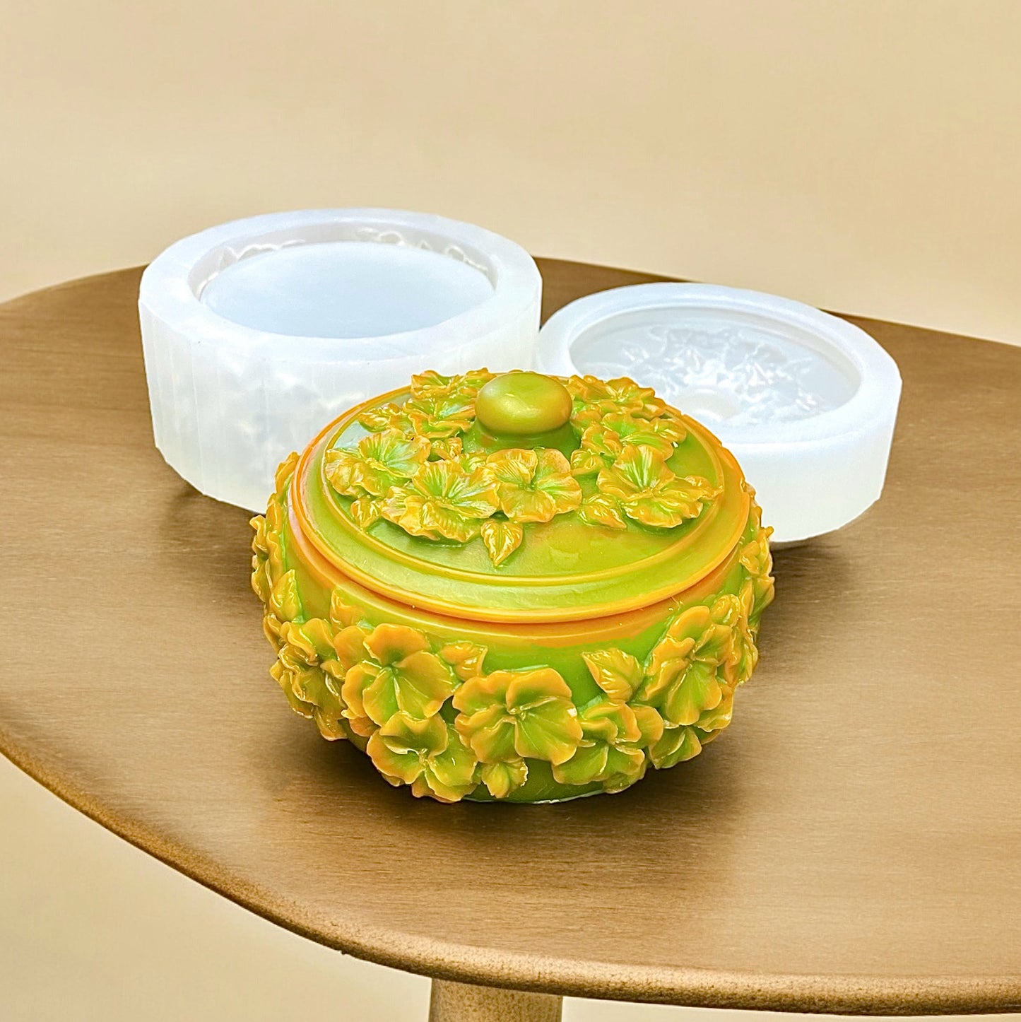 Silicone lidded dish container mold - jewelry box candle candy honey jar mold