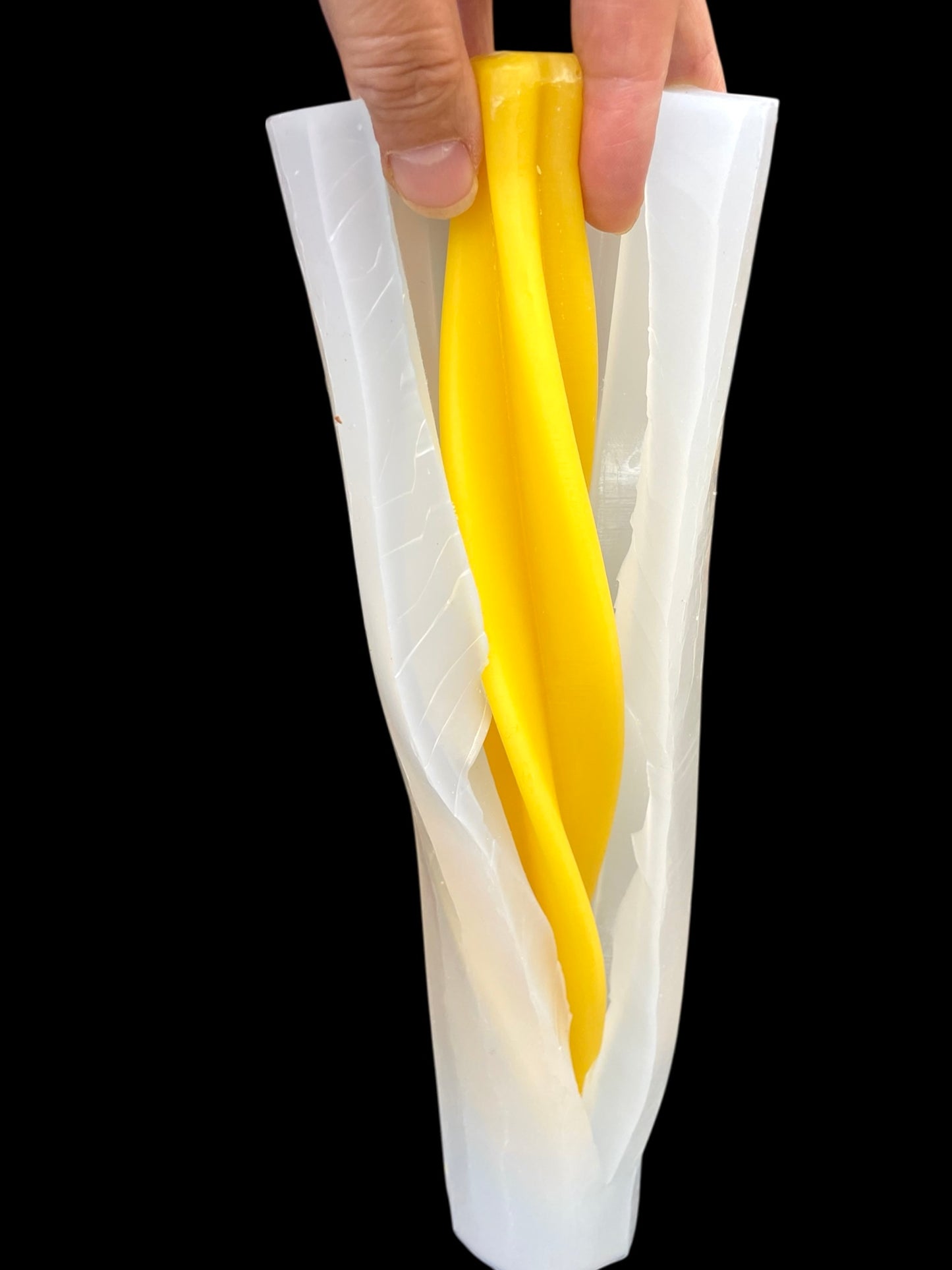 Twisted taper candle mold - spiral feathered twisted candle mold - 10 1/4”