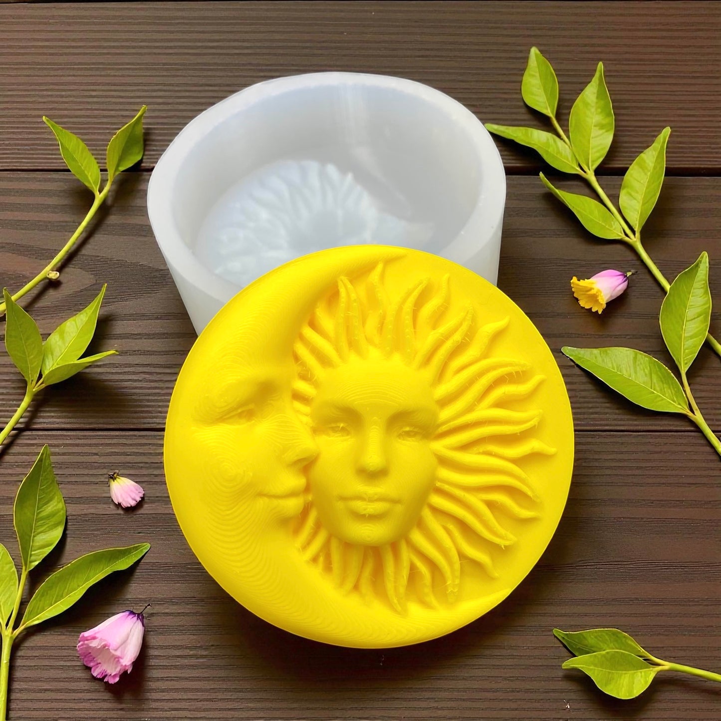 Silicone sun and moon soap mold 2.75”