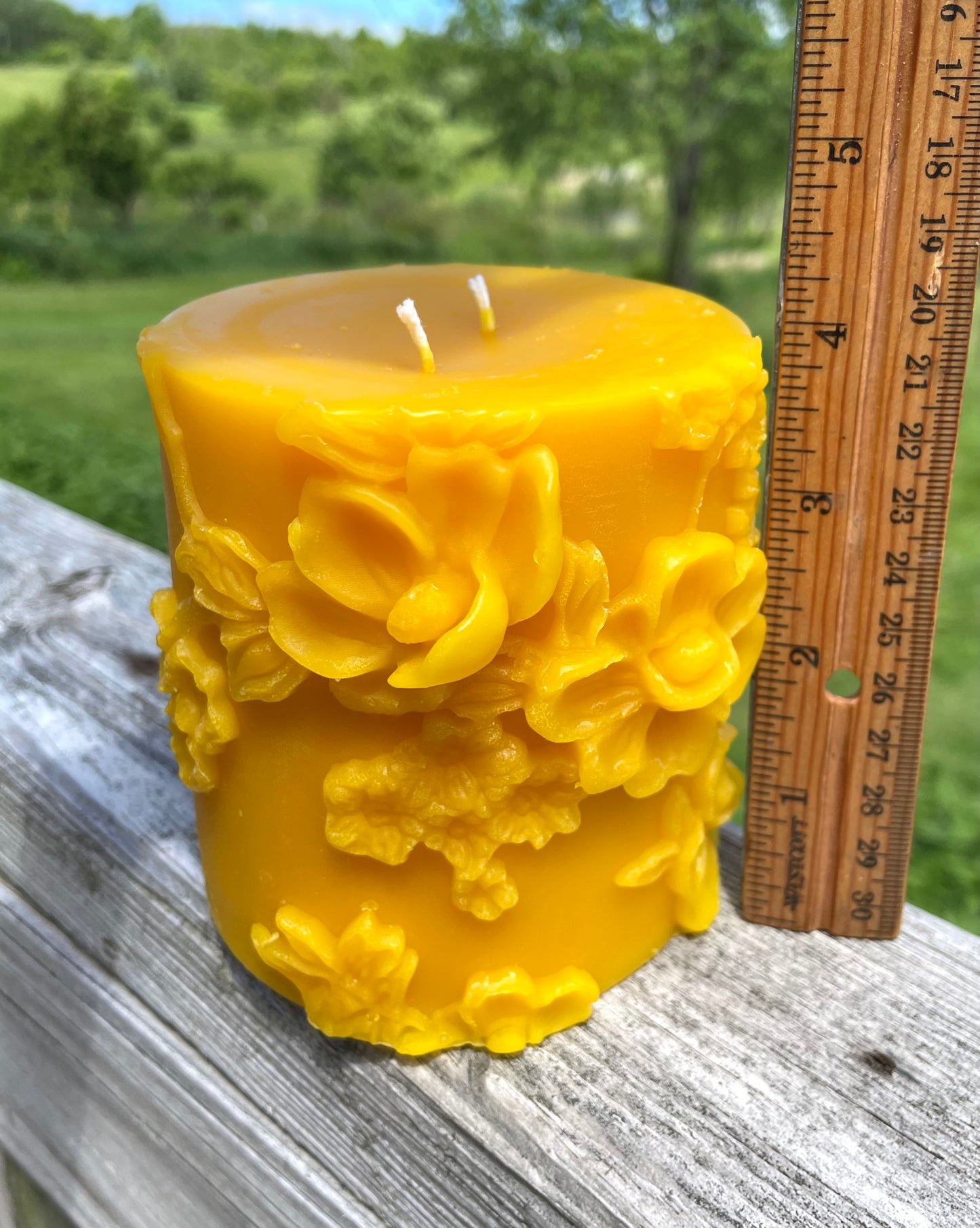 Floral pillar candle mold 3.75”