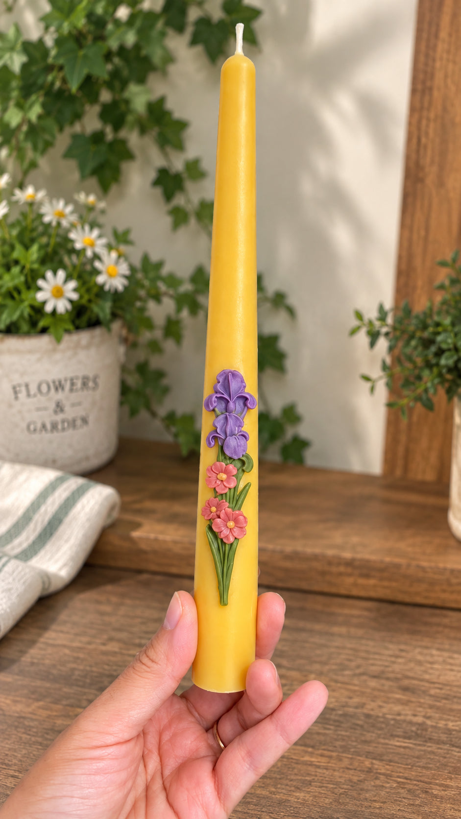 9” tulip Iris flower taper candle mold - single cavity