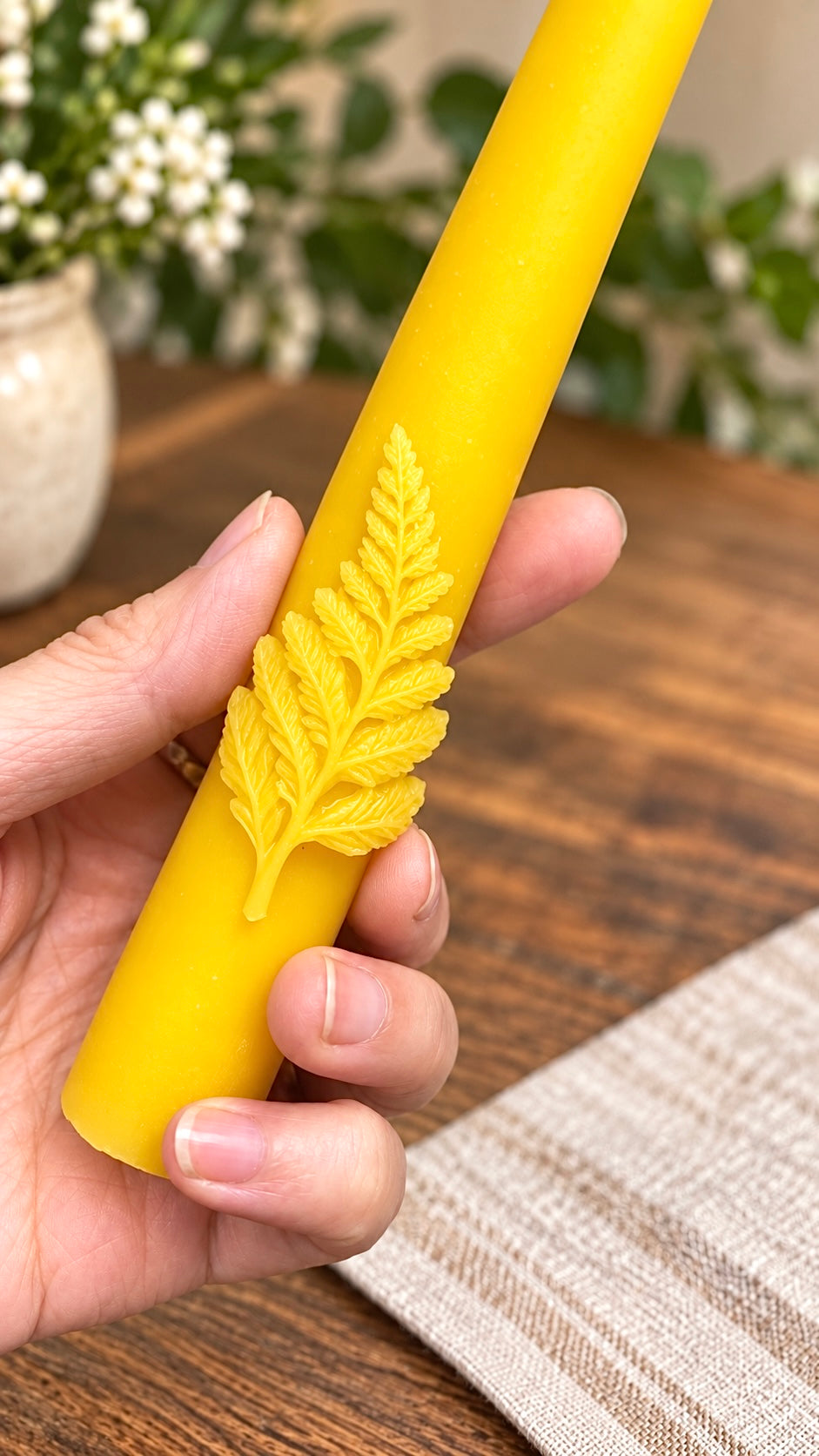 9” fern leaf taper candle mold