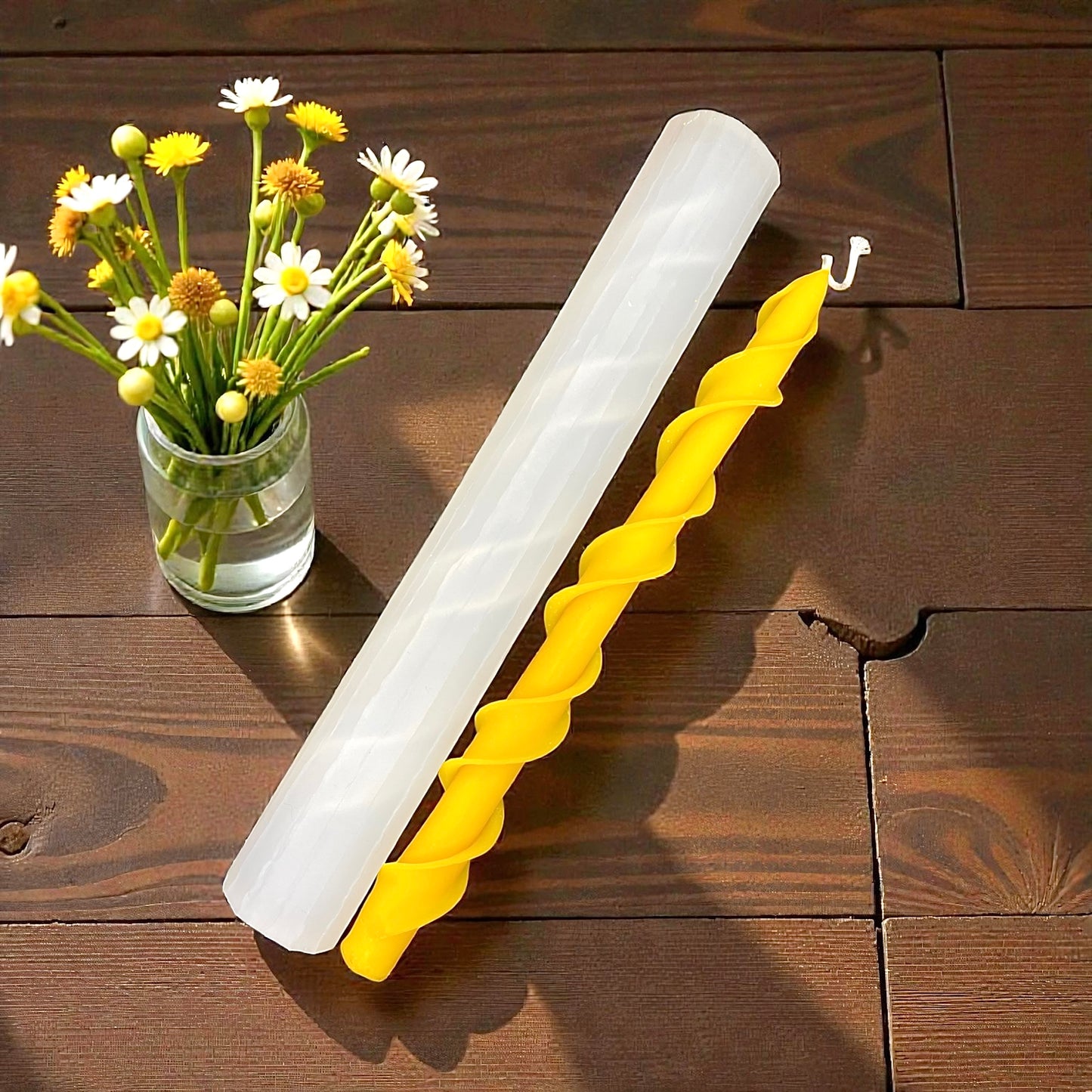 12” silicone double spiral taper candle mold