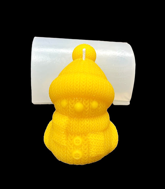 3D crochet snowman mold - holiday Christmas candle or soap mold - stocking stuffer mold