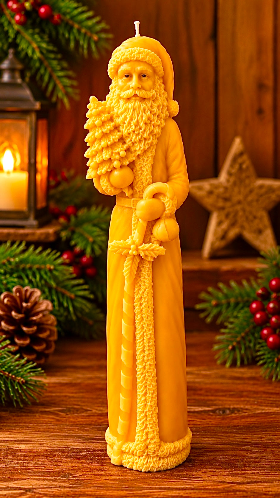 3D tall Silicone Santa Claus Mold - skinny taper style candle mold - super detailed Christmas holiday candle soap resin mold - food grade