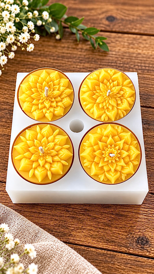 Flower tealight candle mold - floral beeswax candle making mold