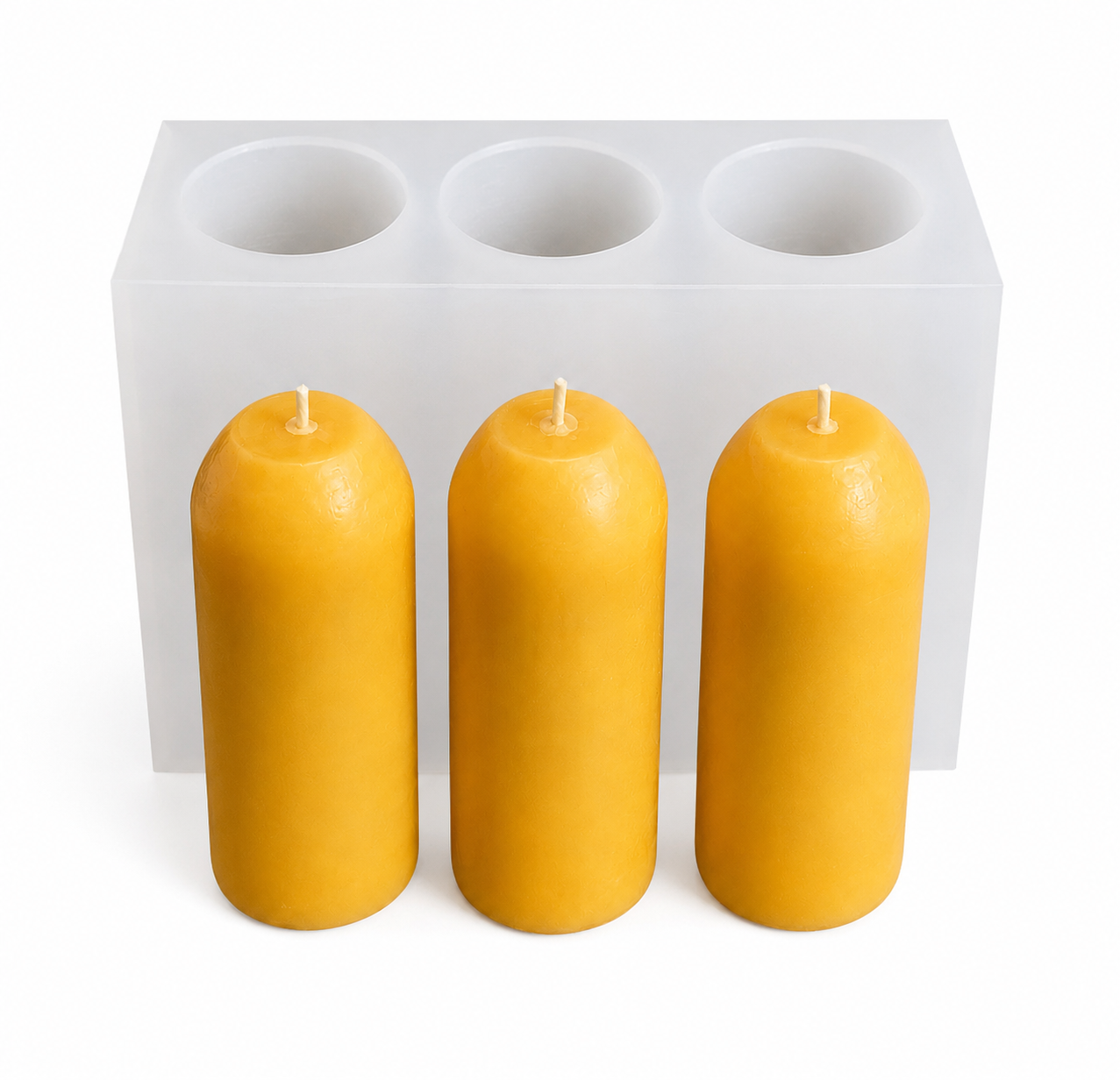 Silicone flat top emergency taper candle Mold - 3 cavities - candle lantern mold - homemade - handmade - easy release