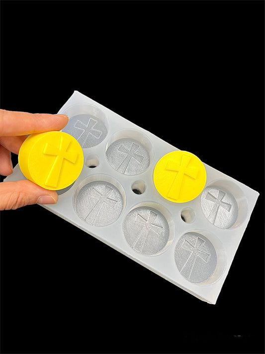 Silicone cross Tea light candle Mold - tealight mold - wax melt lotion bar soap mold - 8 cavities