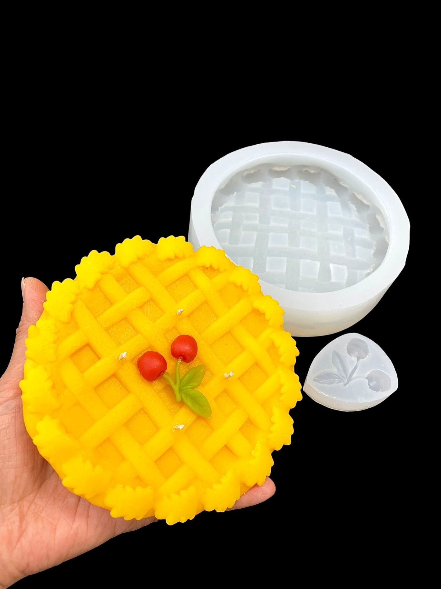 Silicone cherry pie mold for candle resin fake food props