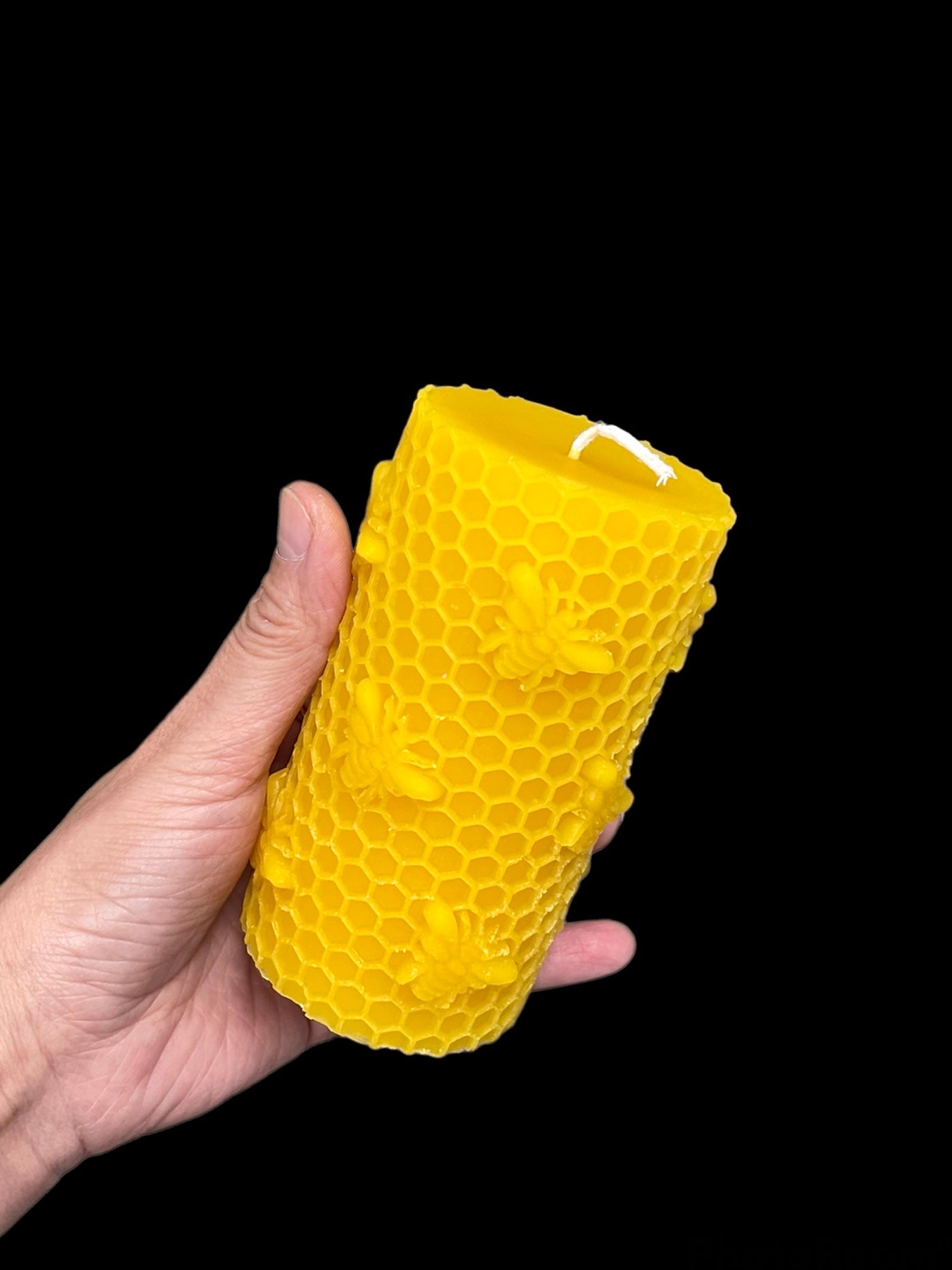 Silicone round cylinder Pillar candle Mold designed with honeybees on honeycomb  - 2 5/16” x 4 5/16”