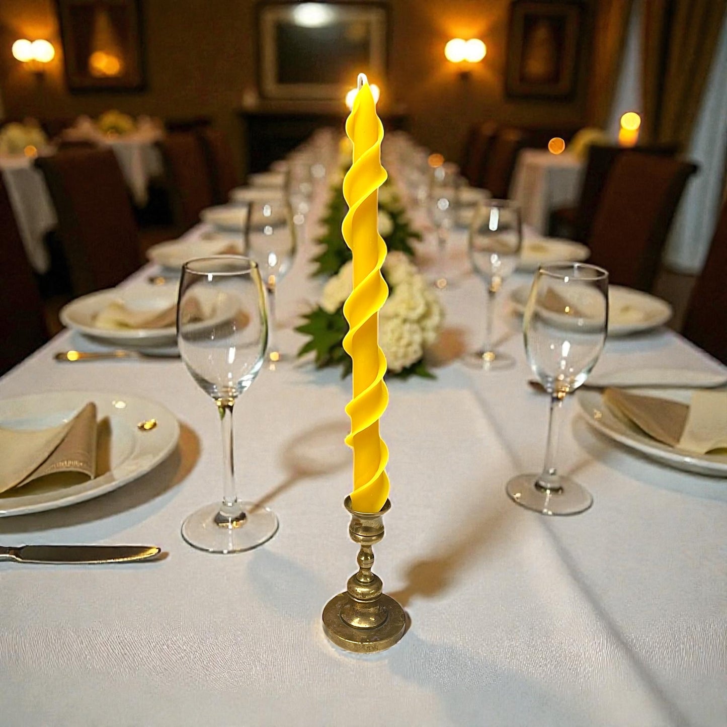 pure beeswax double spiral taper candle 12”