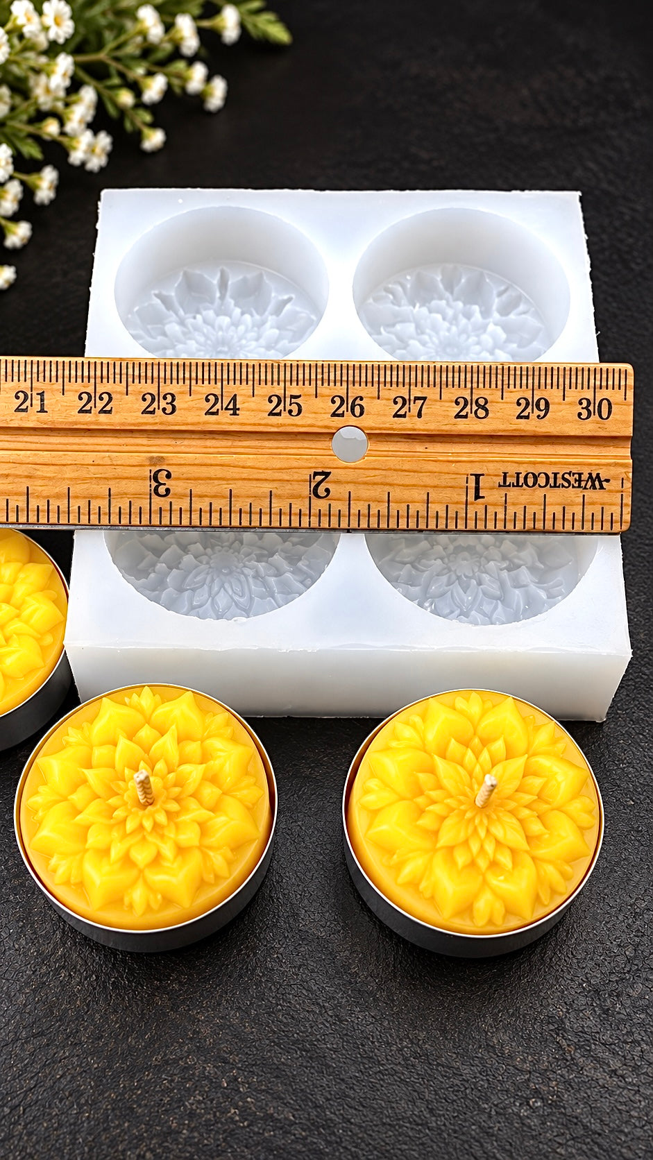 Flower tealight candle mold - floral beeswax candle making mold