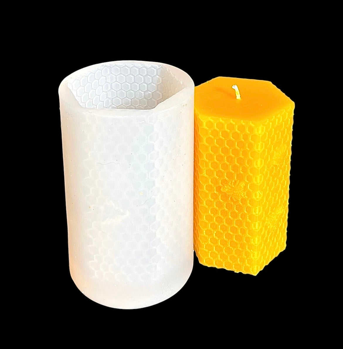 Silicone hexagonal Pillar candle Mold - honeycomb honeybee mold  - 4” x 2.5”