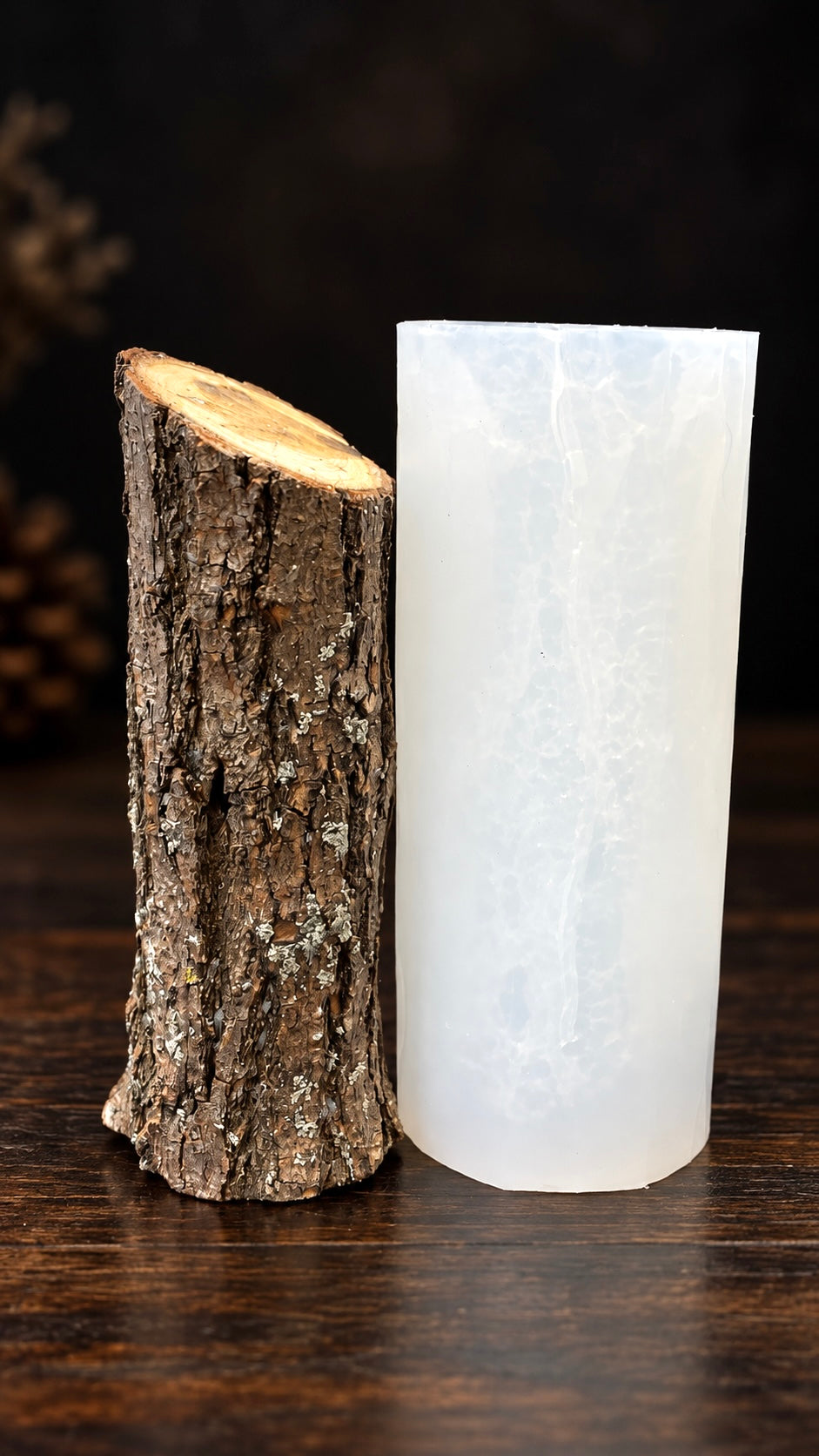 Realistic 3D tree log stump mold 7.75”