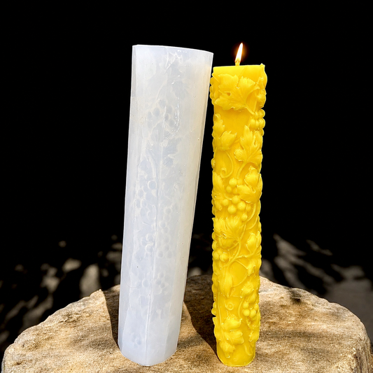 8” silicone grape vines pillar taper candle mold