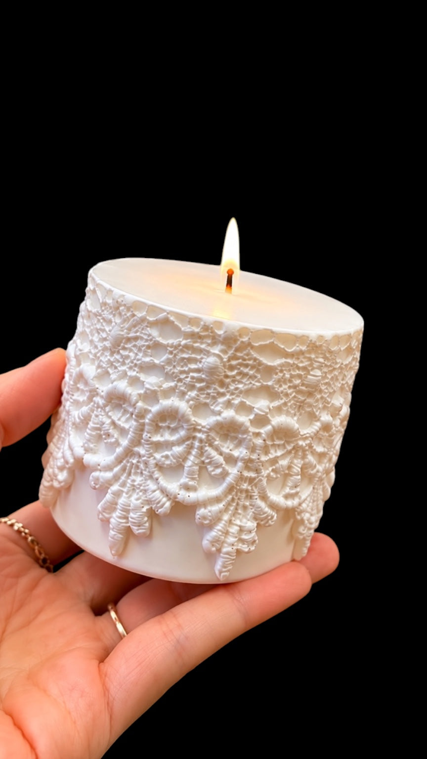 Silicone lace pillar candle