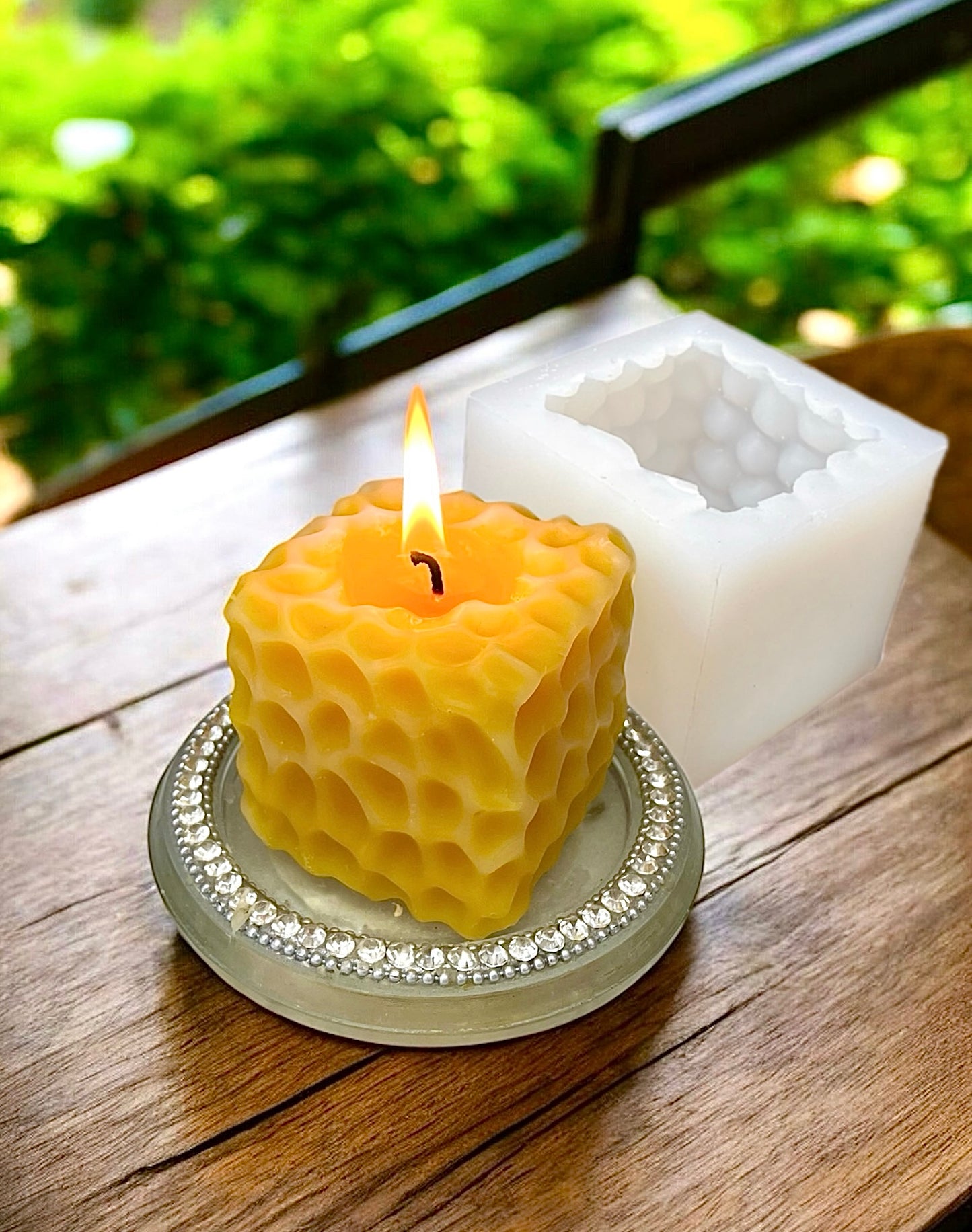2 1/4” silicone square honeycomb mold for candle soap resin cake