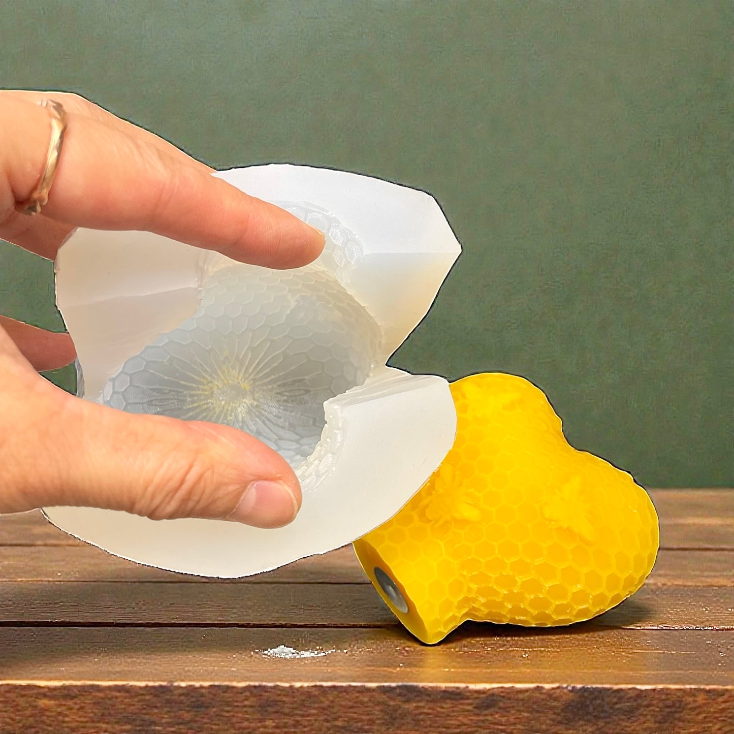 Silicone heart mold with Honeycomb and bees