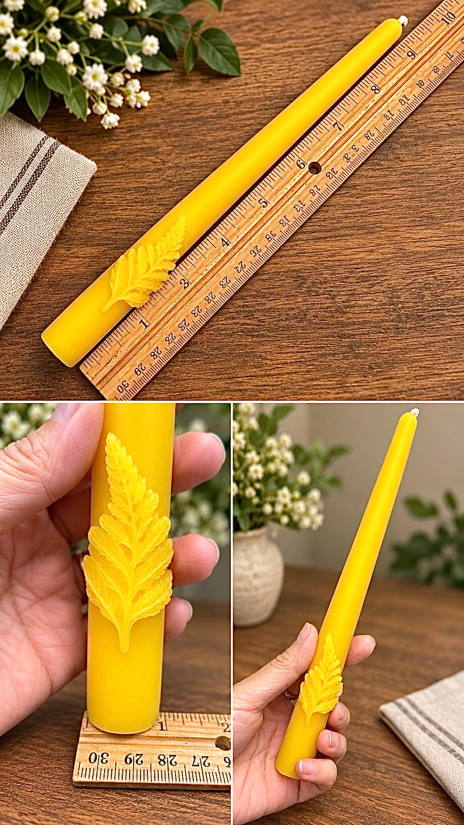 9” fern leaf taper candle mold