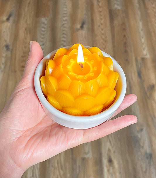 100% Pure beeswax lotus flower candle - decorative - candle gift