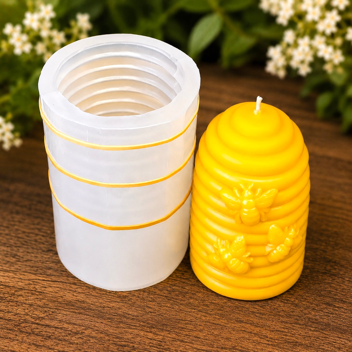 4” Silicone honeybee skep candle Mold - beehive mold - honeybee candle soap mold - pillar candle mold - homemade