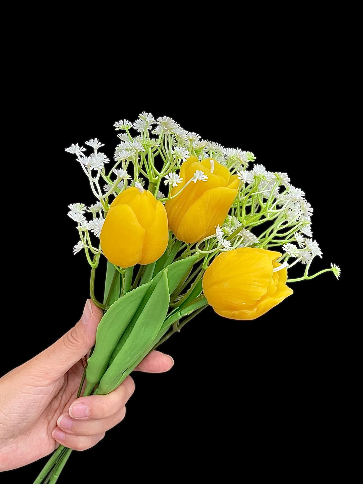 Pure beeswax tulip flower candle bouquet