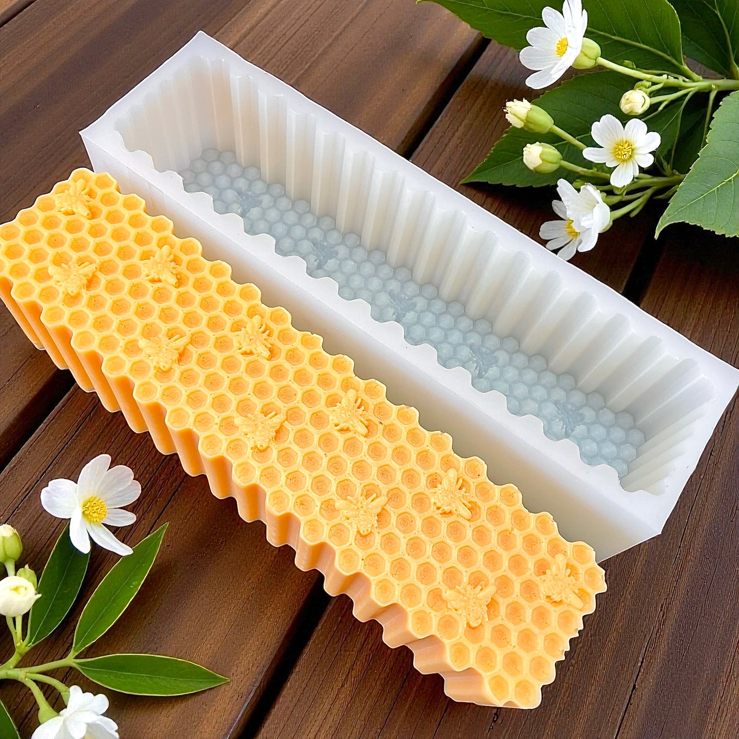 10” honeycomb honeybee soap loaf mold - beeswax block mold