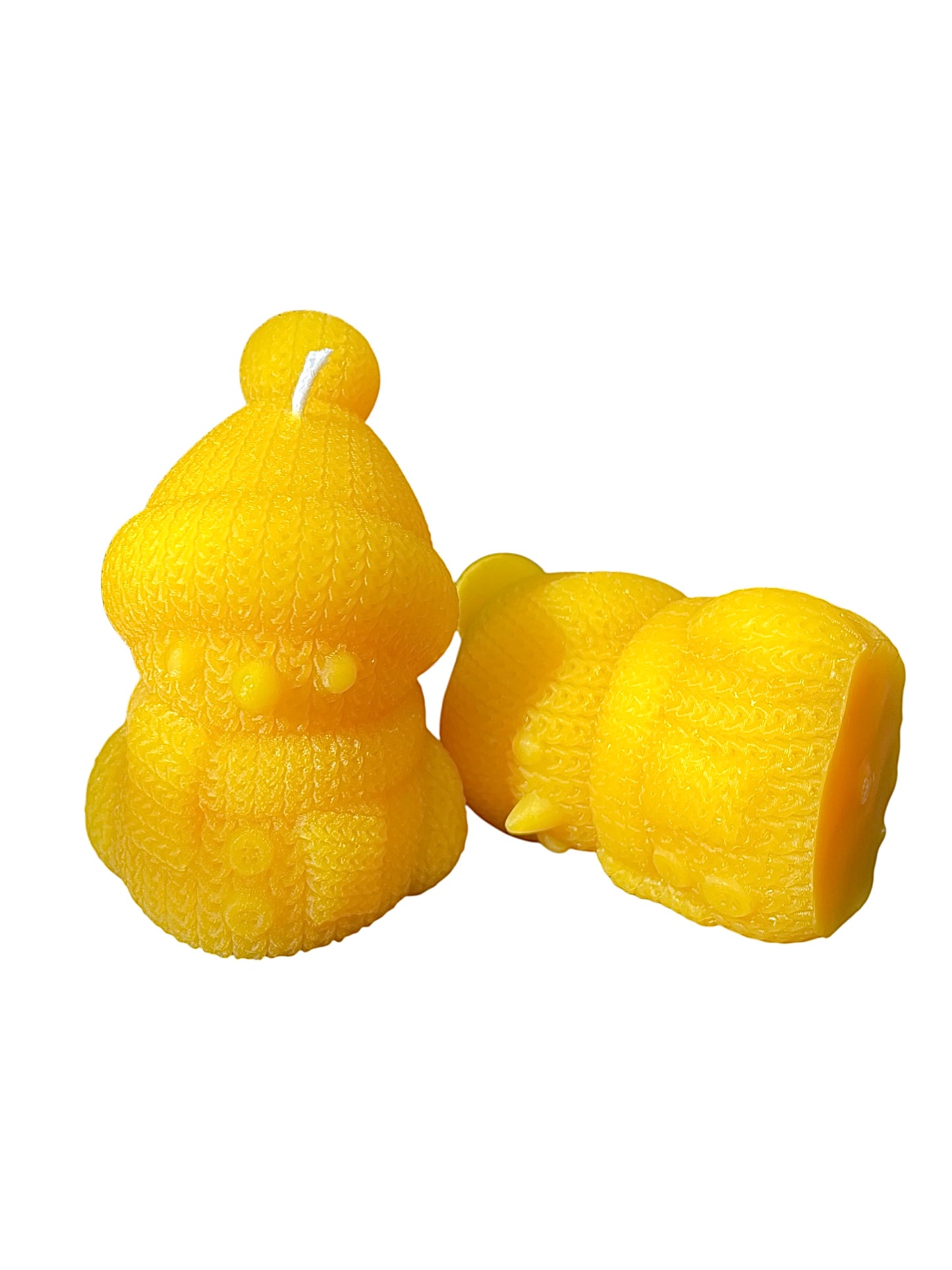 Set of 2 Pure beeswax snowman candles