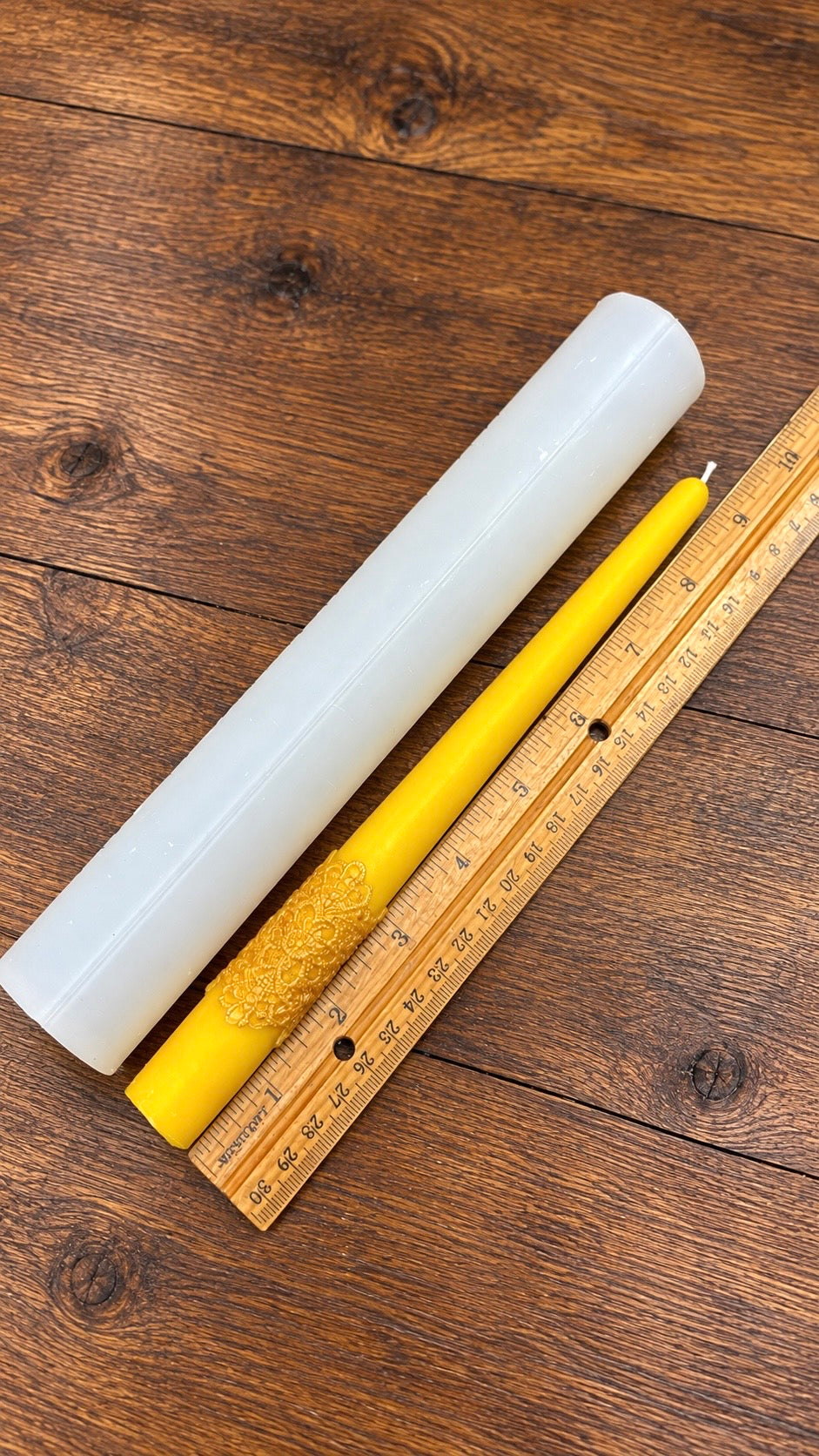 9” silicone lace trim taper candle mold