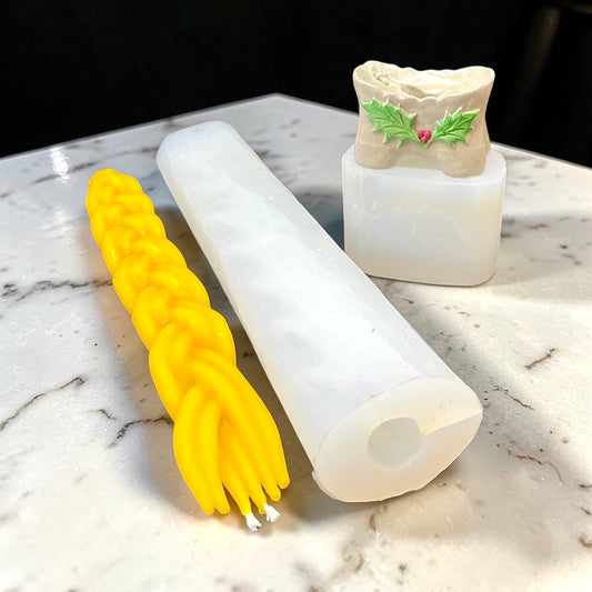 Silicone braided candle mold - candle holder mold - havdalah candle mold -10”