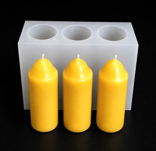 Silicone emergency Taper candle Mold - 3 cavities  - candle lantern mold - tapered top - homemade - handmade