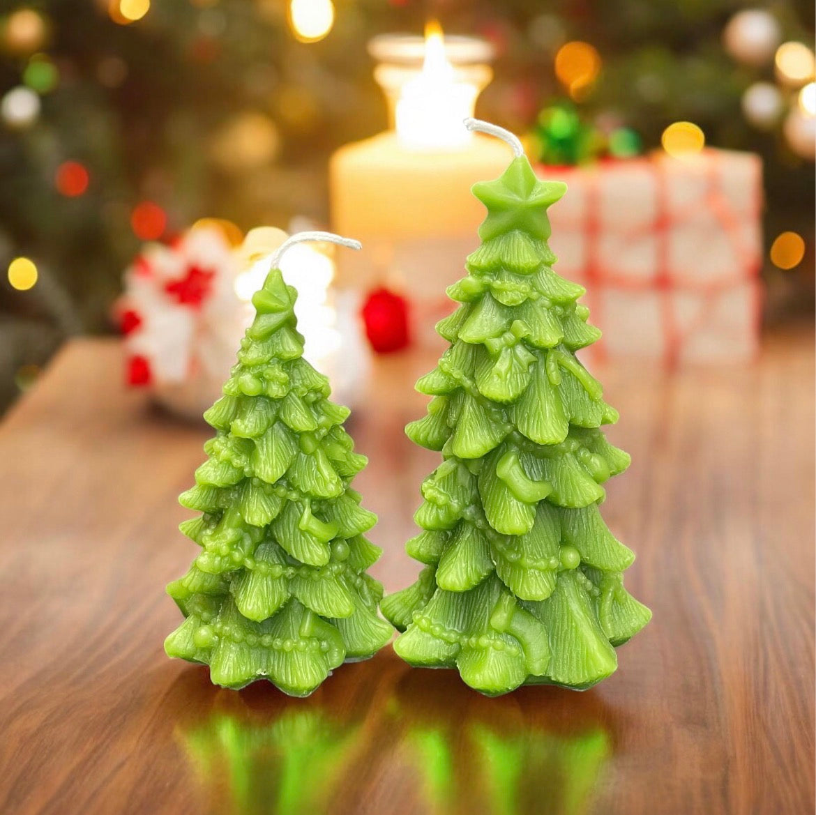 Pure beeswax Christmas tree candle set