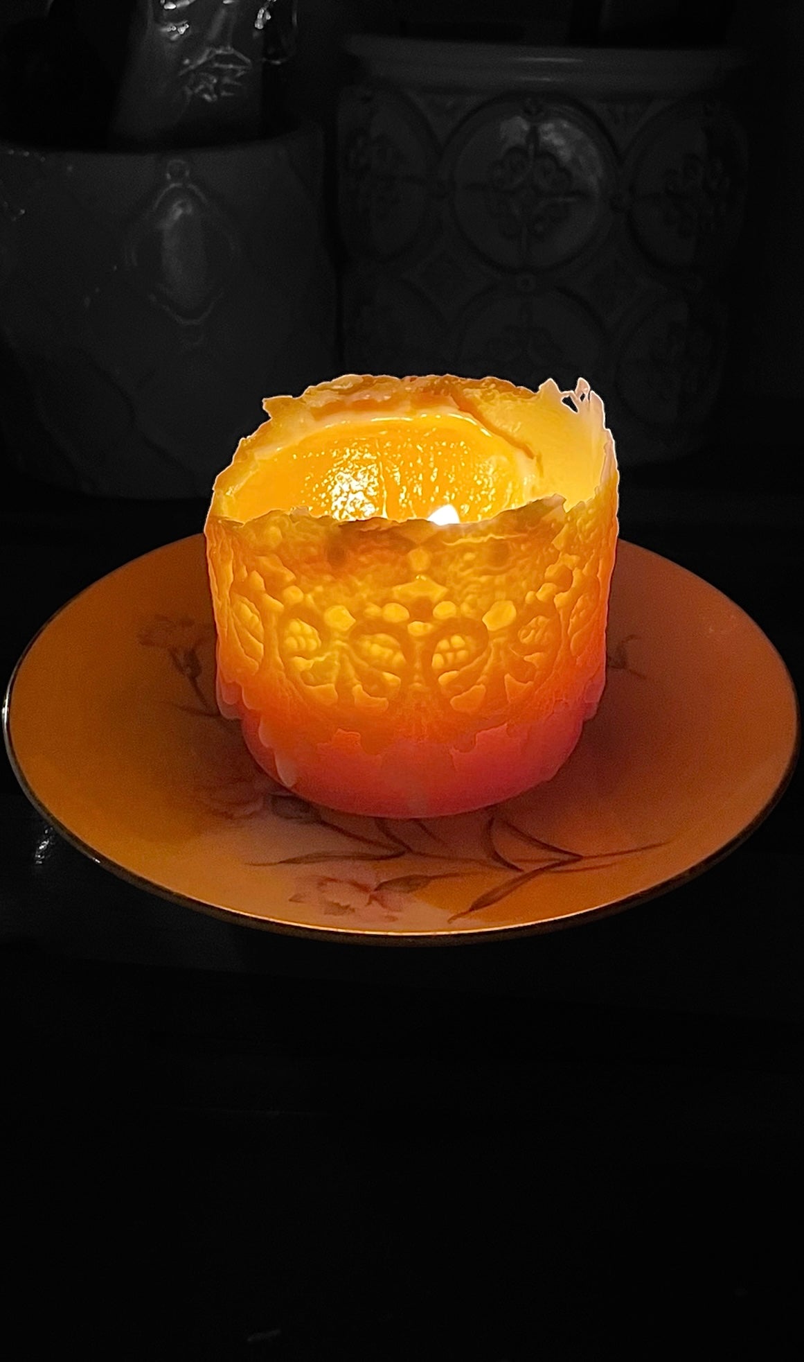 Silicone lace pillar candle mold