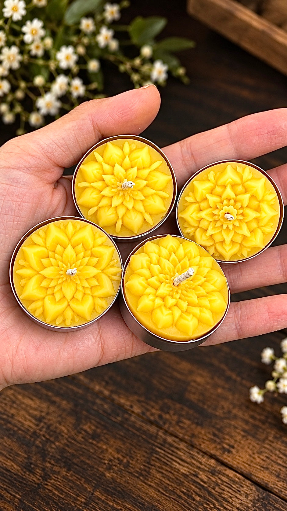 Flower tealight candle mold - floral beeswax candle making mold