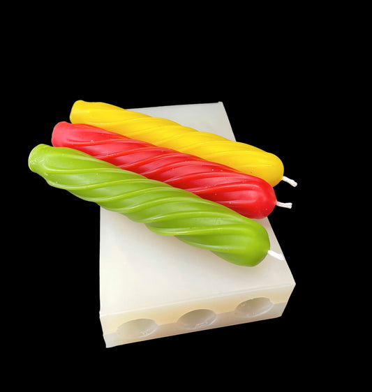 Silicone twisted taper candle mold 4.75” - spiral taper mold - mini taper Mold - beeswax candle mold - 3 cavities - homemade