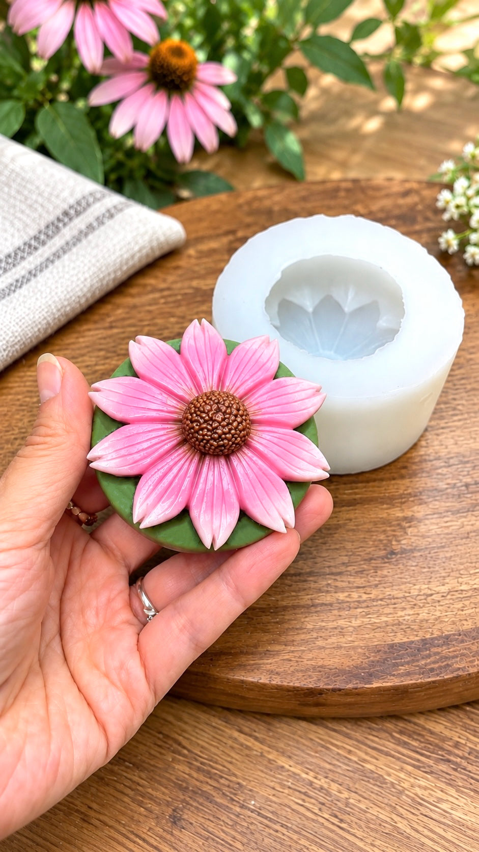3D coneflower mold for candle soap