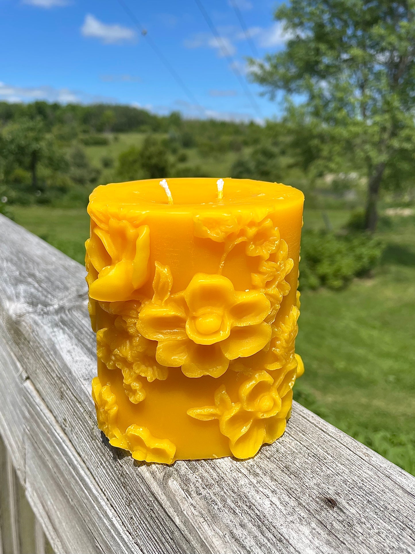 Floral pillar candle mold 3.75”