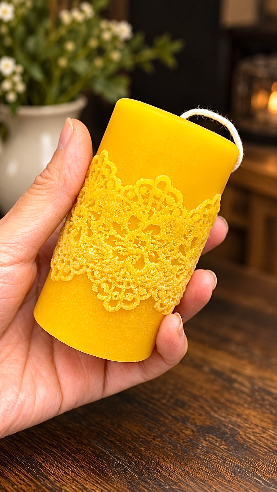 Silicone lace pillar candle mold 3 1/4” x 2”