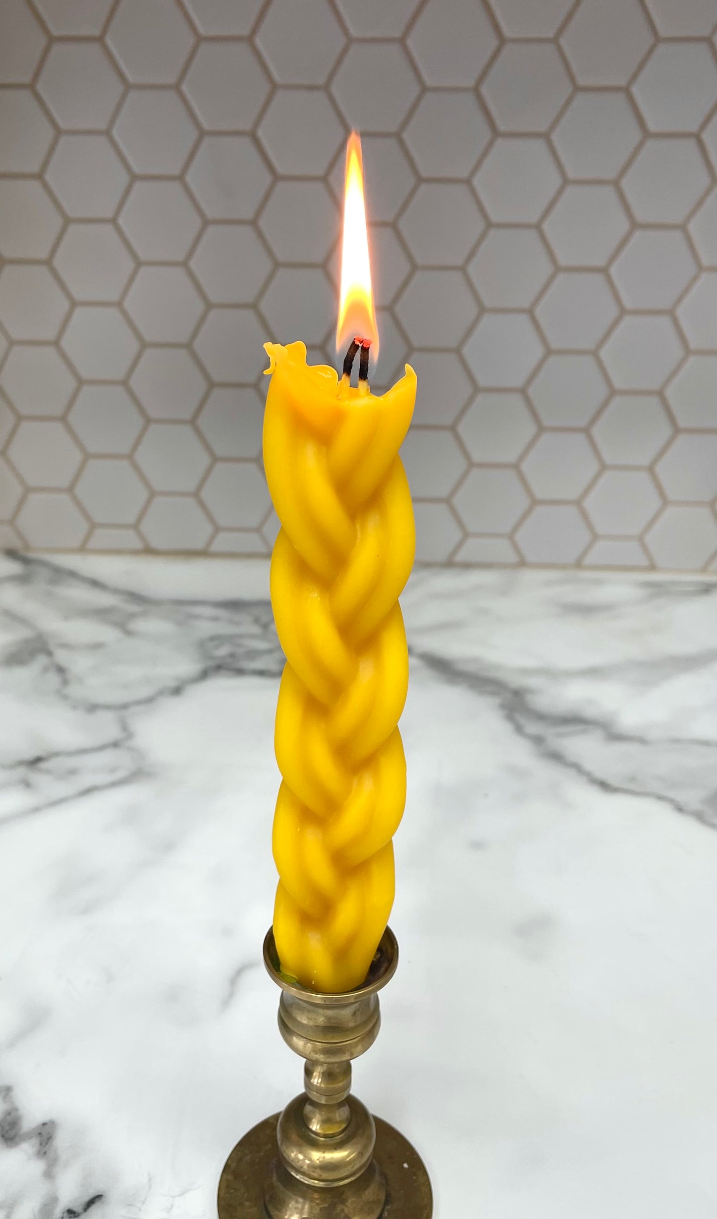 Braided beeswax candle 10” - 2 wick taper candle - havdalah candle