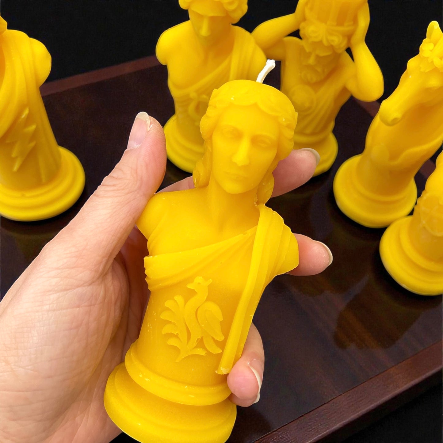 Beeswax chess candle set