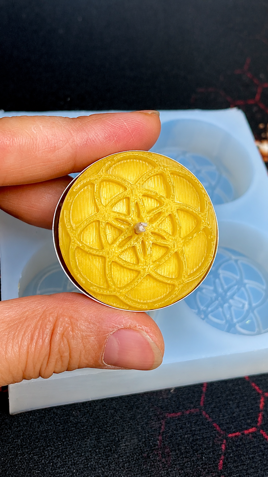 Silicone seed of life tealight candle mold