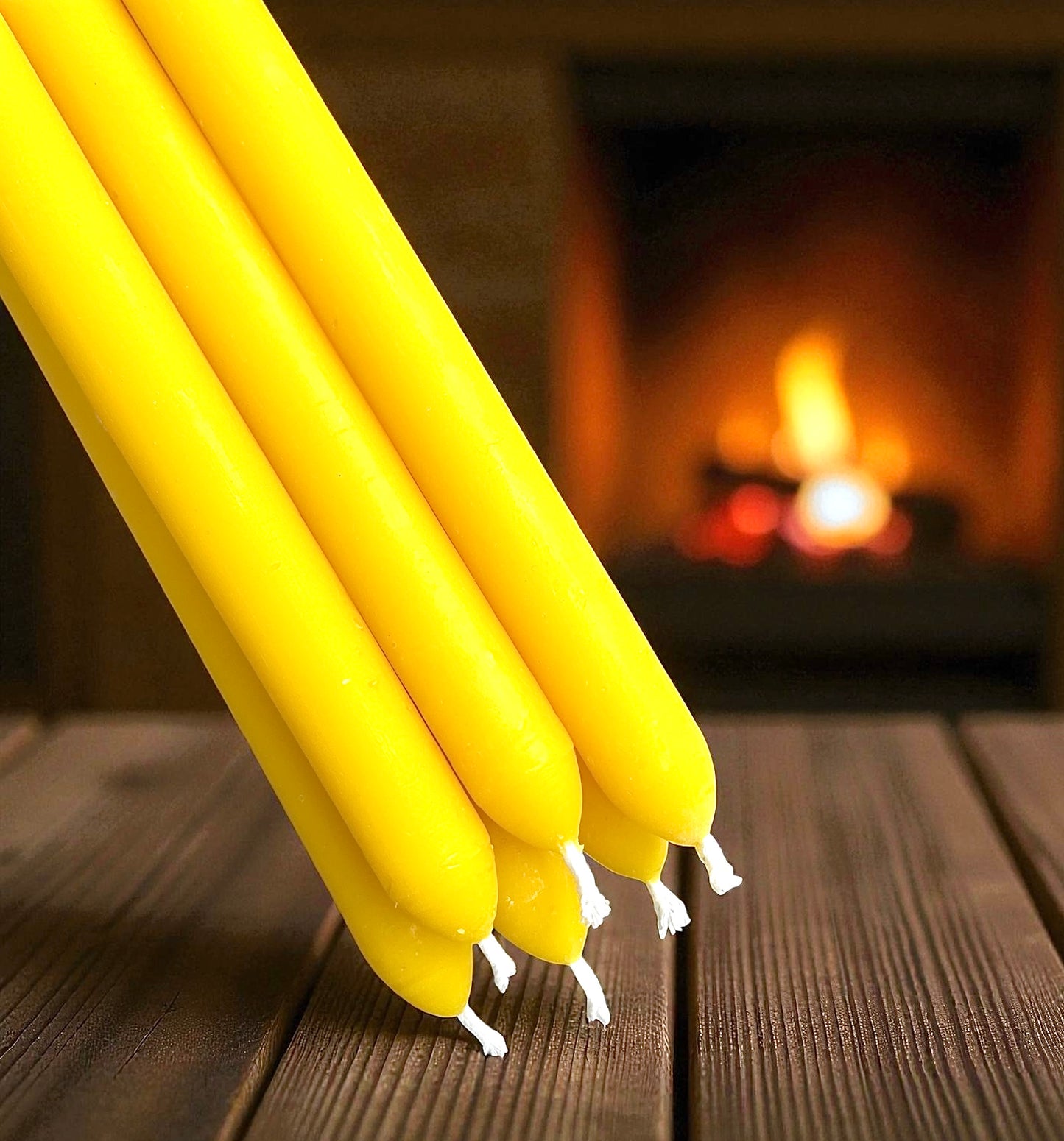 Set of 6 pure beeswax taper candles 12”x 7/8”, church candles, dinner tapers