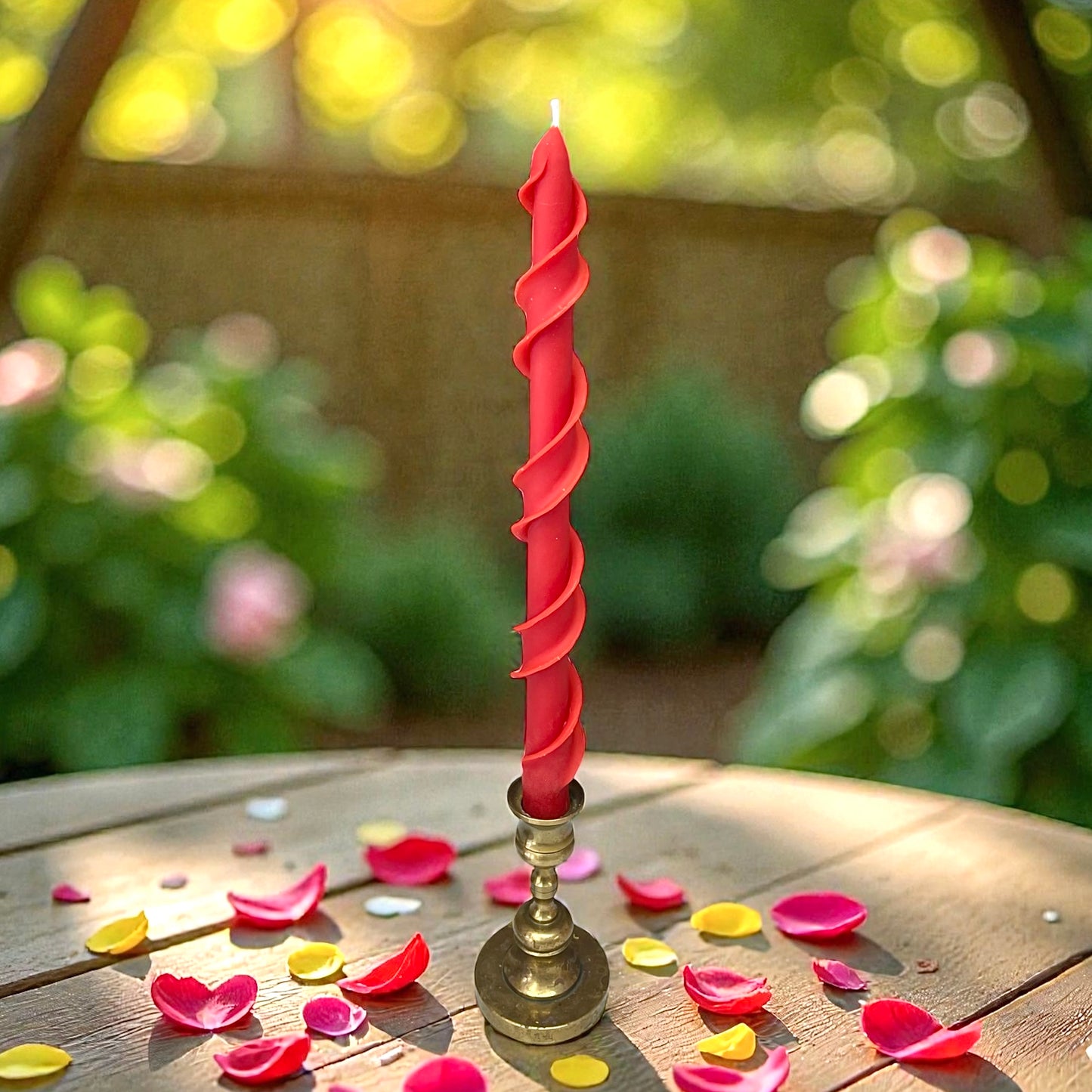pure beeswax double spiral taper candle 12”