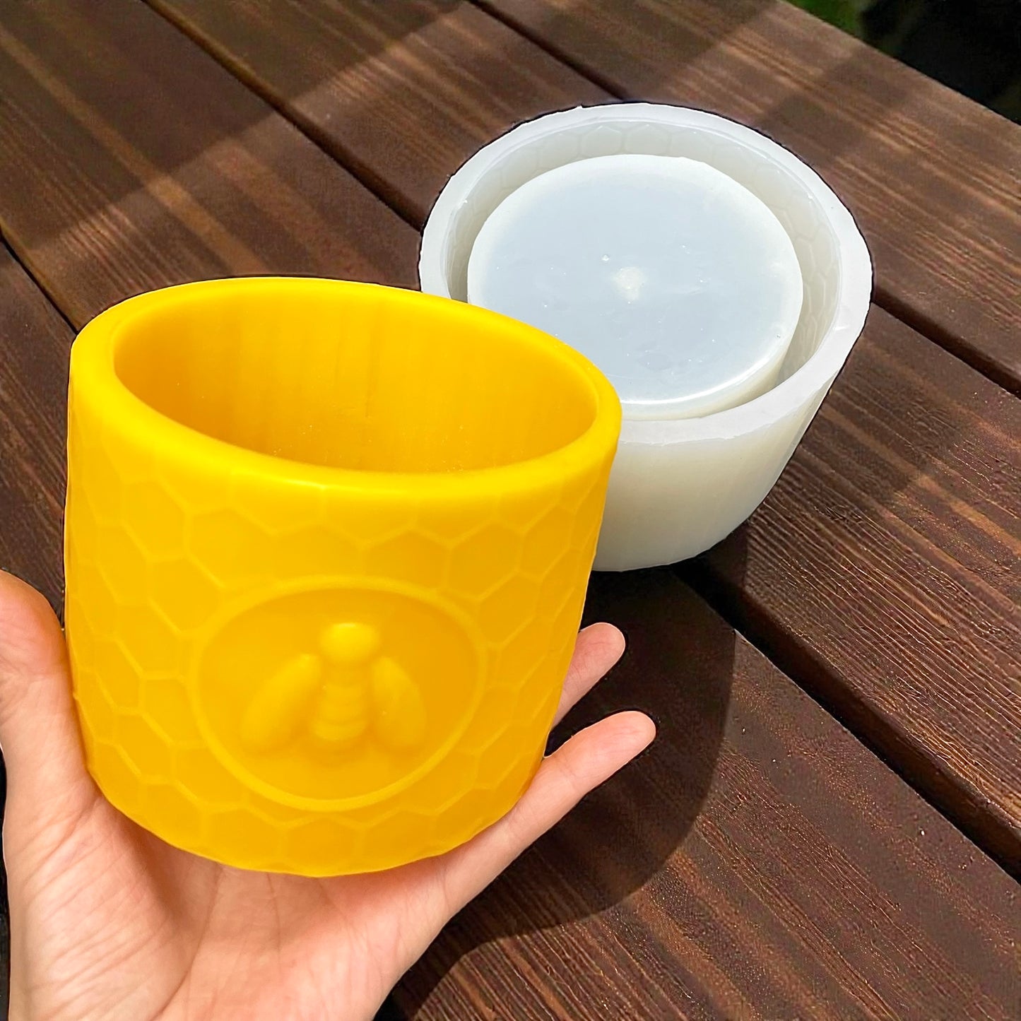 Silicone honeybee honeycomb container mold - luminary mold