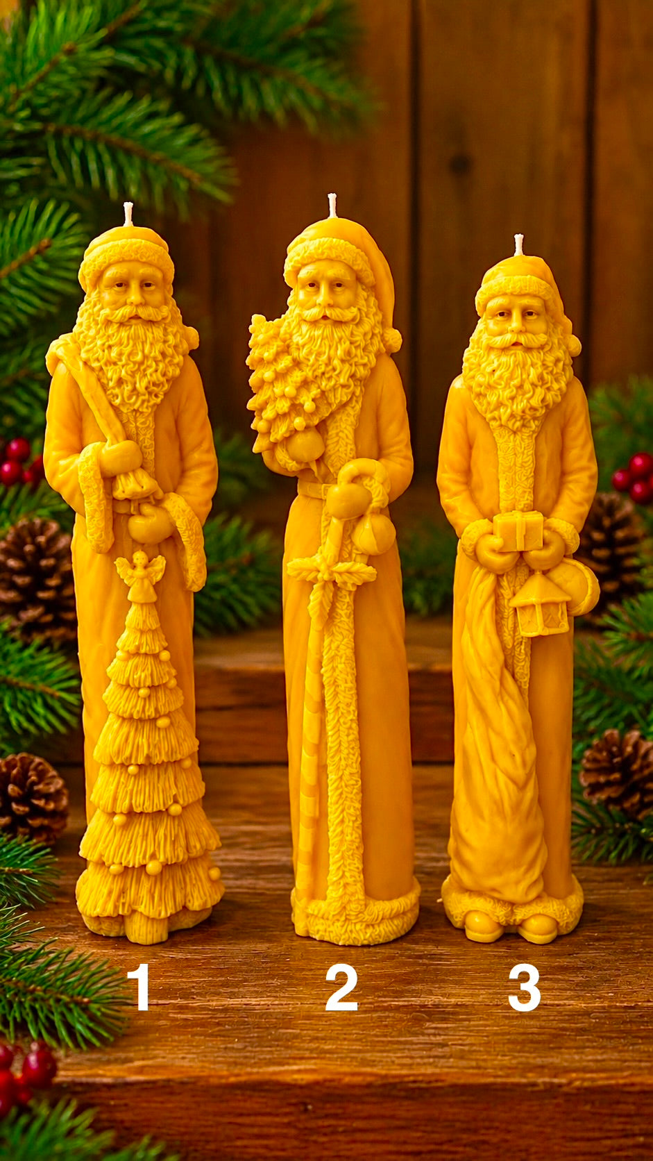 3D tall Silicone Santa Claus Mold - skinny taper style candle mold - super detailed Christmas holiday candle soap resin mold - food grade
