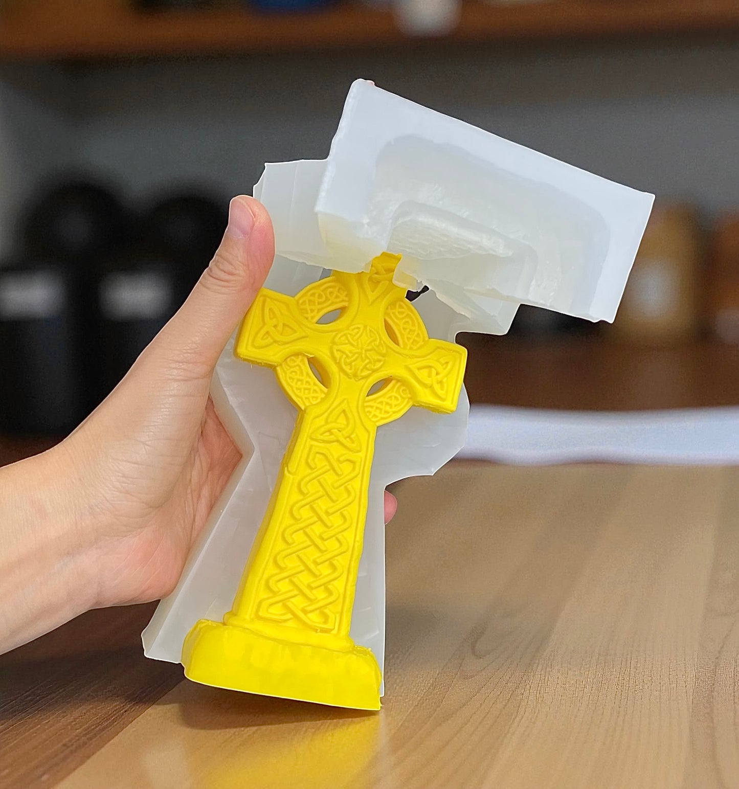 3D Celtic cross mold for candle resin concrete 6”