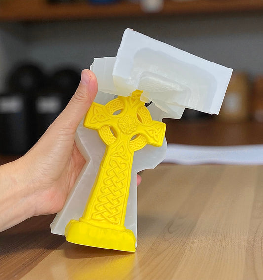 3D Celtic cross mold for candle resin concrete 6”