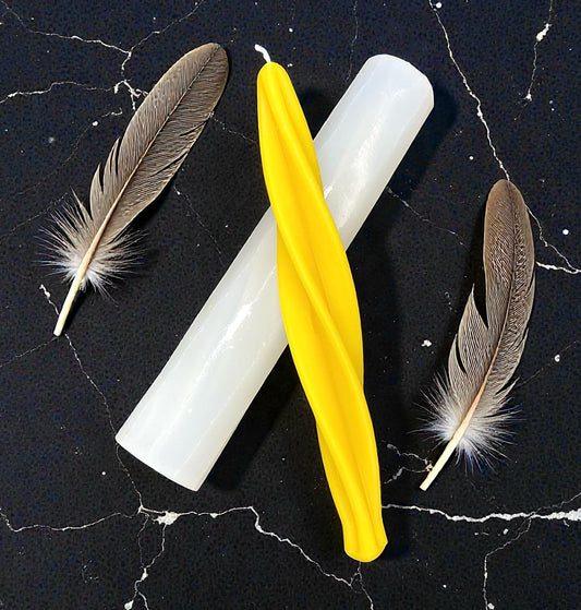 Twisted taper candle mold - spiral feathered twisted candle mold - 10 1/4”