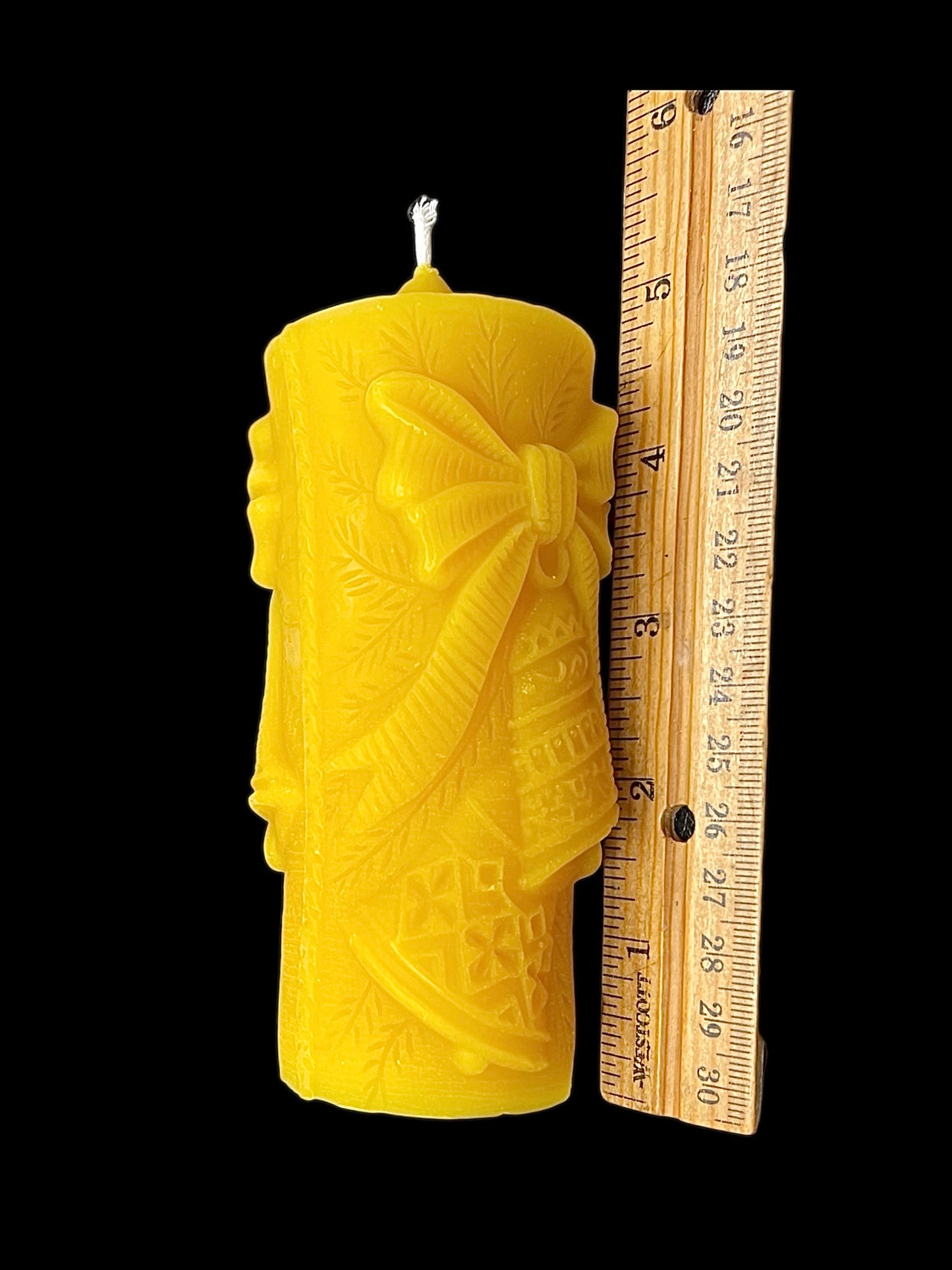 5” Christmas pillar candle mold - Christmas bell with bow