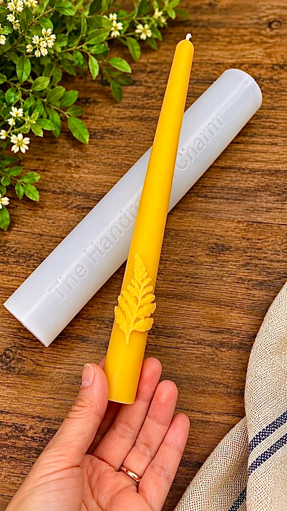9” fern leaf taper candle mold